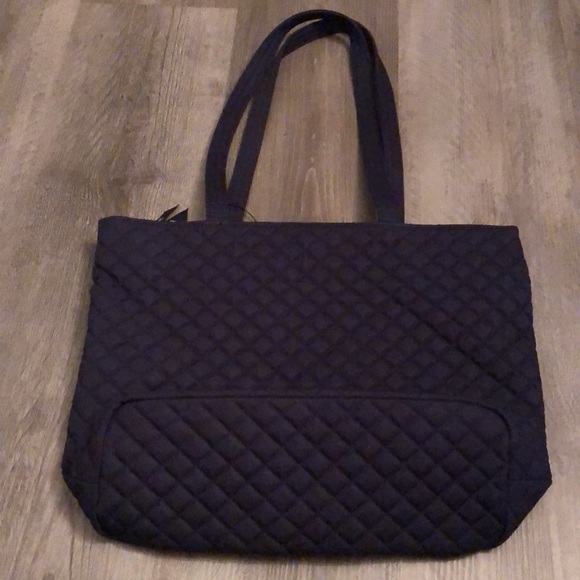 Vera Bradley Small Vera Tote Quilted Navy Recycled Cotton Santa Turtle OS NWT - Picture 10 of 16